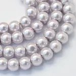 Baking Paint Pearlized Glass Pearl Round Bead Strands