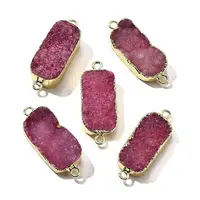 Natural Dyed Quartz Crystal Links Connector Charms