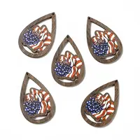American Flag Theme Single Face Printed Aspen Wood Pendants
