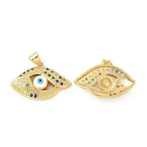 Brass Micro Pave Cubic Zirconia Pendants