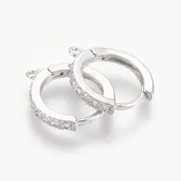 Brass Micro Pave Cubic Zirconia Huggie Hoop Earring Findings
