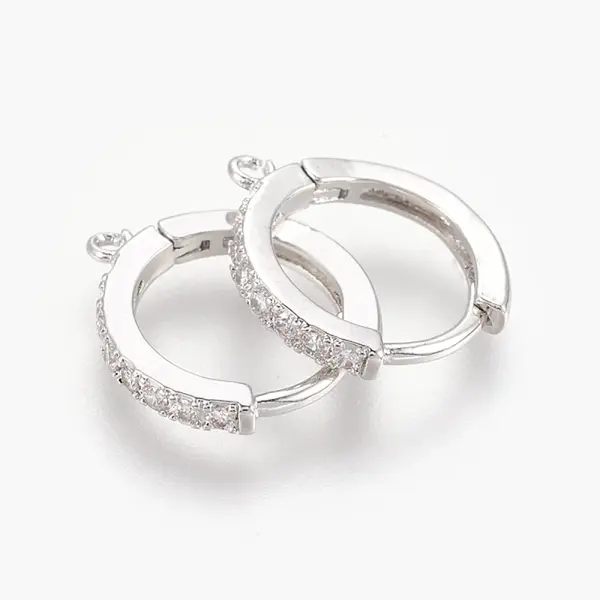 Brass Micro Pave Cubic Zirconia Huggie Hoop Earring Findings