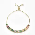 Adjustable Brass Cubic Zirconia Slider Bracelets