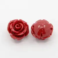 Synthetic Coral 3D Flower Rose Beads