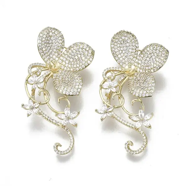 Brass Micro Pave Clear Cubic Zirconia Brooch Findings