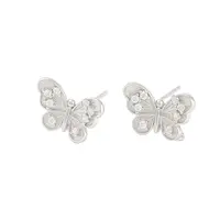 925 Sterling Silver Micro Pave Clear Cubic Zirconia Stud Earring Findings