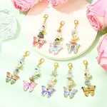8Pcs Butterfly Alloy Enamel Pendant Decorations