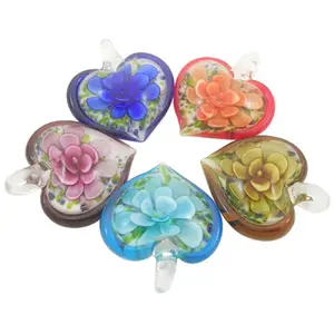 Handmade Gold Sand Lampwork Pendants