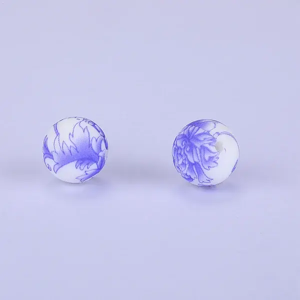 Printed Round Silicone Focal Beads