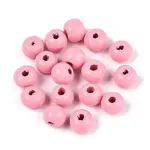 Spray Painted Round Natural Schima Wood Beads