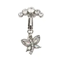 Brass Pave Clear Cubic Zirconia Clip on Belly Rings
