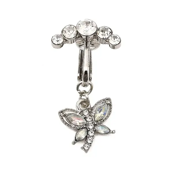 Brass Pave Clear Cubic Zirconia Clip on Belly Rings