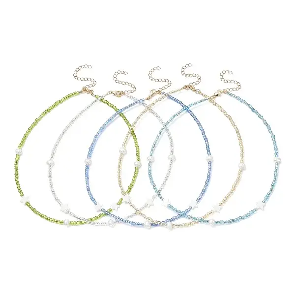 Natural Pearl & & Shell Star & Seed Beaded Necklace for Women
