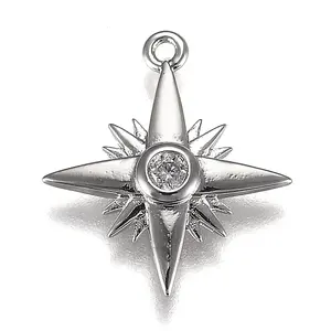 Eco-Friendly Brass Micro Pave Clear Cubic Zirconia Pendants