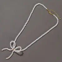 Glass Bowknot Pendant Necklace for Women