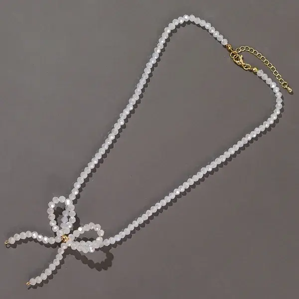 Glass Bowknot Pendant Necklace for Women