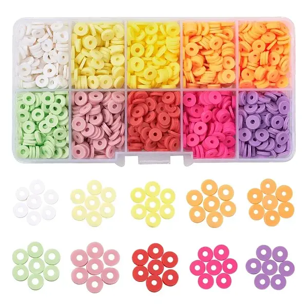 1500Pcs 10 Colors Light Colors Handmade Polymer Clay Beads