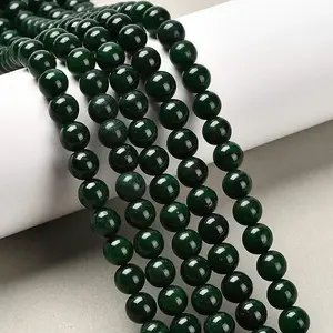 Natural Teal Jade Round Beads Strands