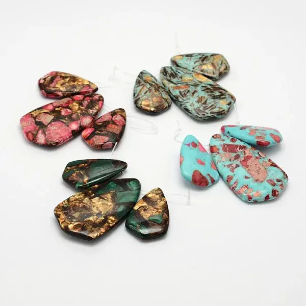 Assembled Synthetic Dyed Gemstone and Bronzite Pendant Sets