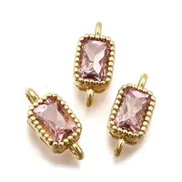 Real 18K Gold Plated Brass Micro Pave Cubic Zirconia Links Connectors