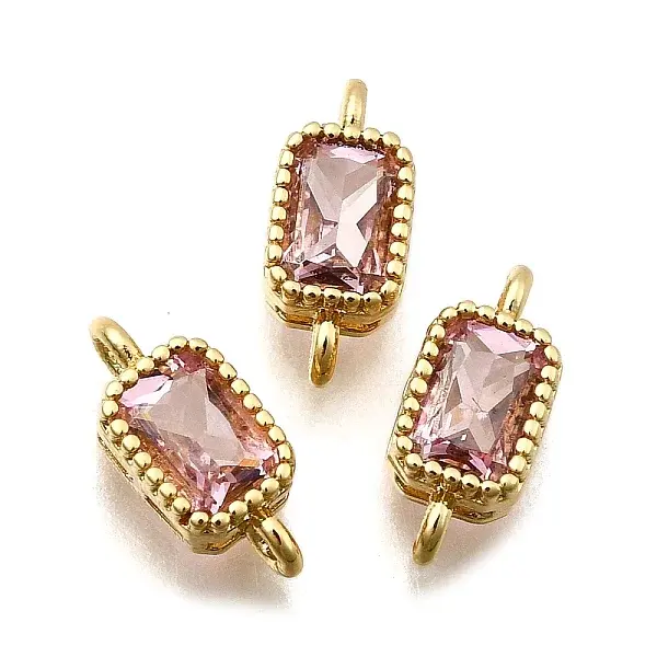 Real 18K Gold Plated Brass Micro Pave Cubic Zirconia Links Connectors