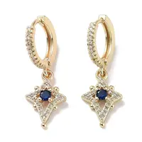 Real 18K Gold Plated Brass Dangle Hoop Earrings