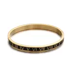 Ion Plating(IP) Roman Numerals Design 304 Stainless Steel Enamel Bangles