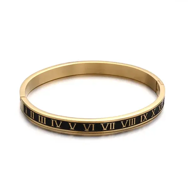Ion Plating(IP) Roman Numerals Design 304 Stainless Steel Enamel Bangles