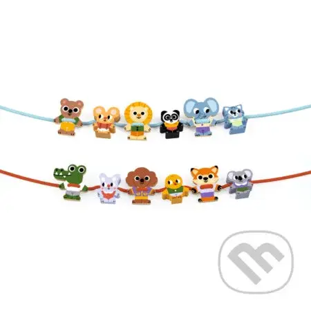 Fila-kamaráti: Drevené korálky s navliekaním na šnúrku, 12 ks (drevené edukačné hry) - hra z kategorie Vzdělávací hry