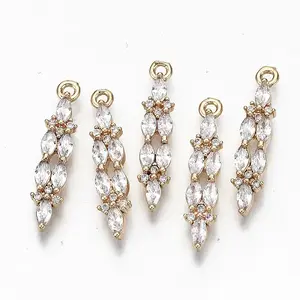 Brass Micro Pave Cubic Zirconia Pendants