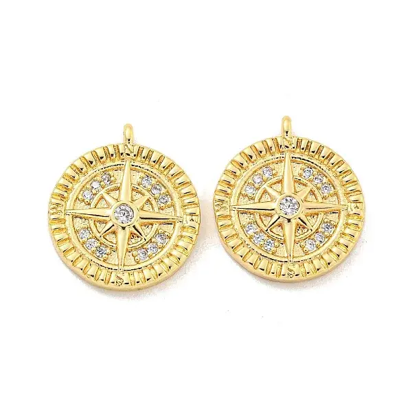 Brass Micro Pave Clear Cubic Zirconia Charms