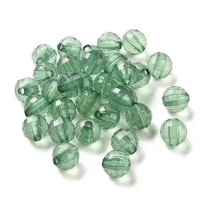 Faceted Round Transparent Acrylic Beads