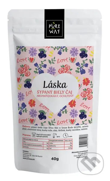Sypaný čaj Láska (biely čaj aromatizovaný, ochutený, 40g)