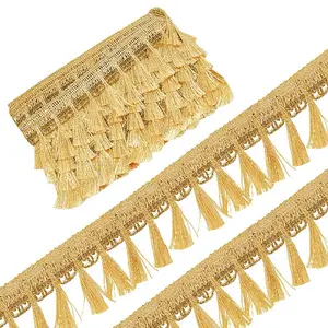 6 Yards Filigree Polyester Corrugated Tassel Lace Ribbon