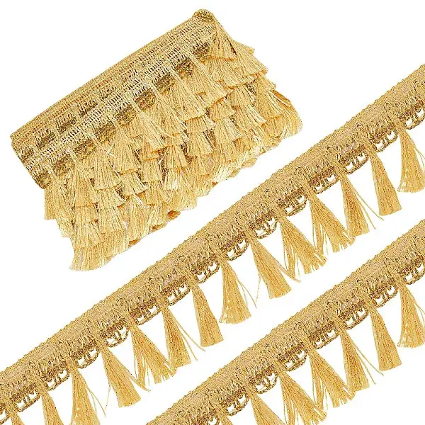 6 Yards Filigree Polyester Corrugated Tassel Lace Ribbon
