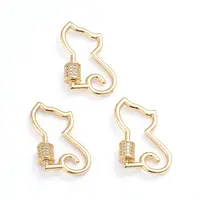 Brass Micro Pave Clear Cubic Zirconia Screw Carabiner Lock Charms