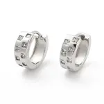 Square Pattern Rack Plating Brass Clear Cubic Zirconia Hoop Earrings for Women