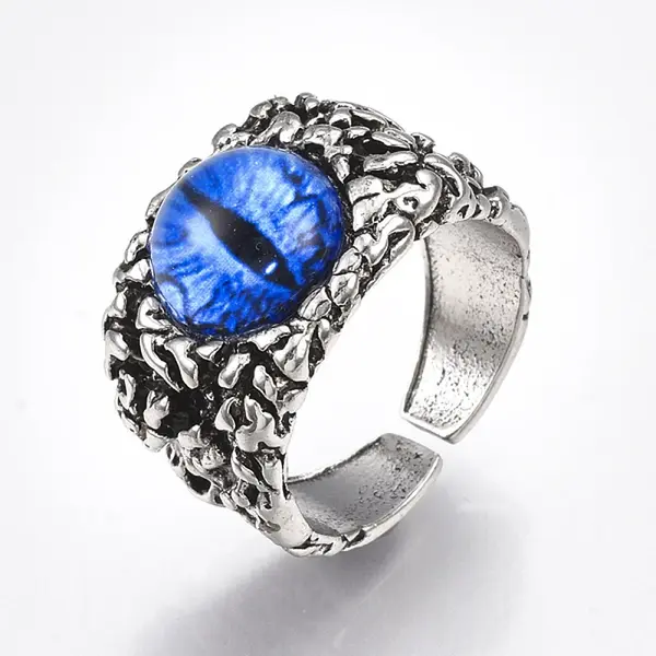 Alloy Glass Cuff Finger Rings