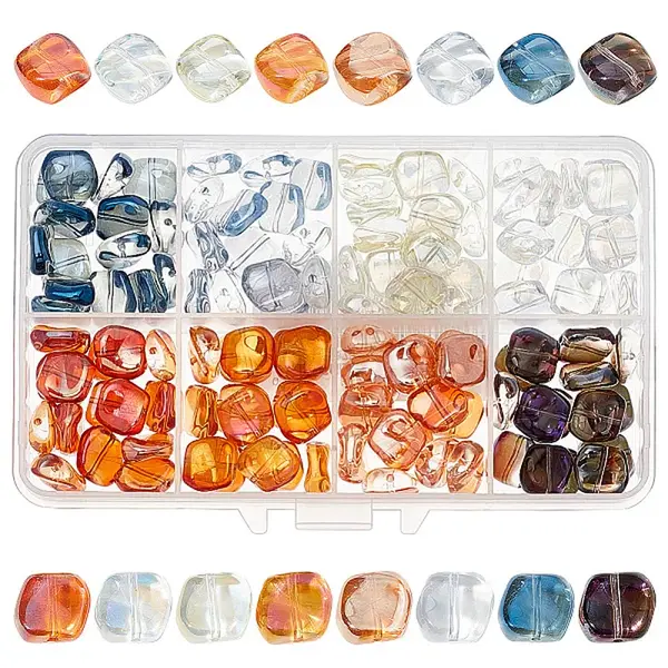 120Pcs 8 Colors Electroplate Transparent Glass Beads