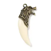 Tibetan Style Alloy Resin Wolf Tooth Pendants