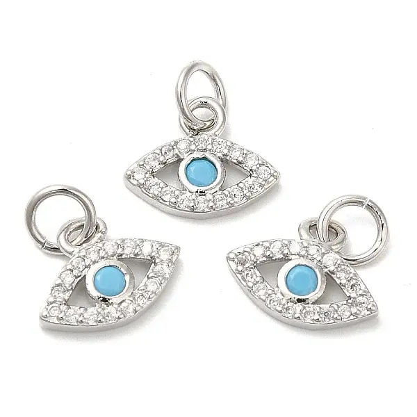 Eco-Friendly Brass Micro Pave Cubic Zirconia Charms