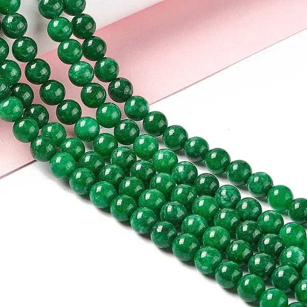 Natural White Jade Round Beads Strand