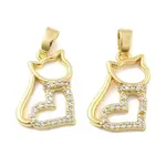 Cat Shape Brass Micro Pave Cubic Zirconia Pendants