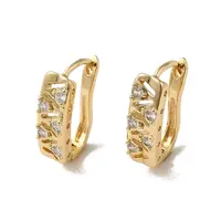 Brass Micro Pave Cubic Zirconia Hoop Earring