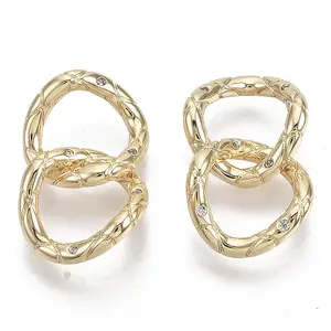 Brass Micro Pave Cubic Zirconia Linking Rings