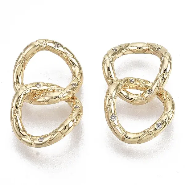 Brass Micro Pave Cubic Zirconia Linking Rings