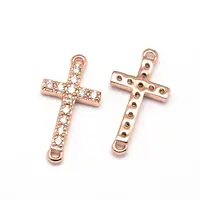 Latin Sideways Cross Brass Micro Pave Cubic Zirconia Links