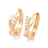 Brass Micro Pave Cubic Zirconia Hoop Earrings