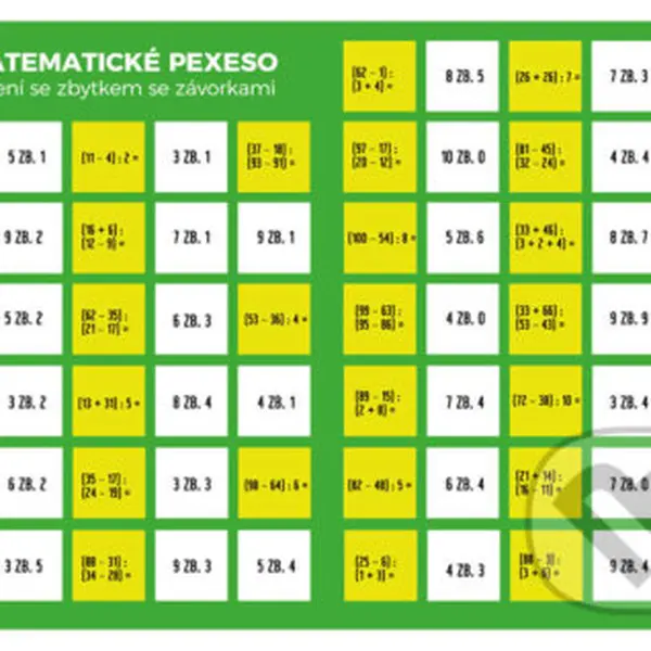 Pexeso: Matematika - Dělení se zbytkem se závorkami - hra z kategorie Vzdělávací hry