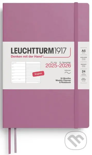 Weekly Planner & Notebook 2026 Medium (A5) 18 Months Dusty Rose
